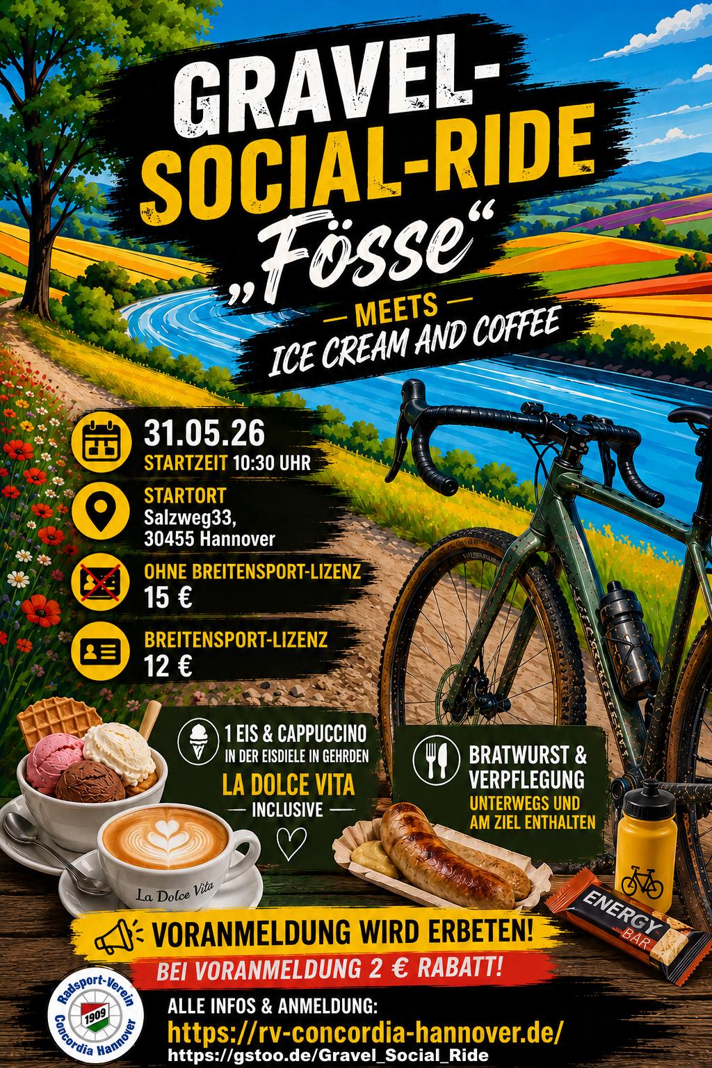 31.05.2026 – Gravel Social-Ride “Fösse” – meets Ice Cream & Coffee